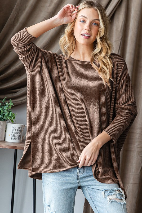 Cora Ribbed Top Camel