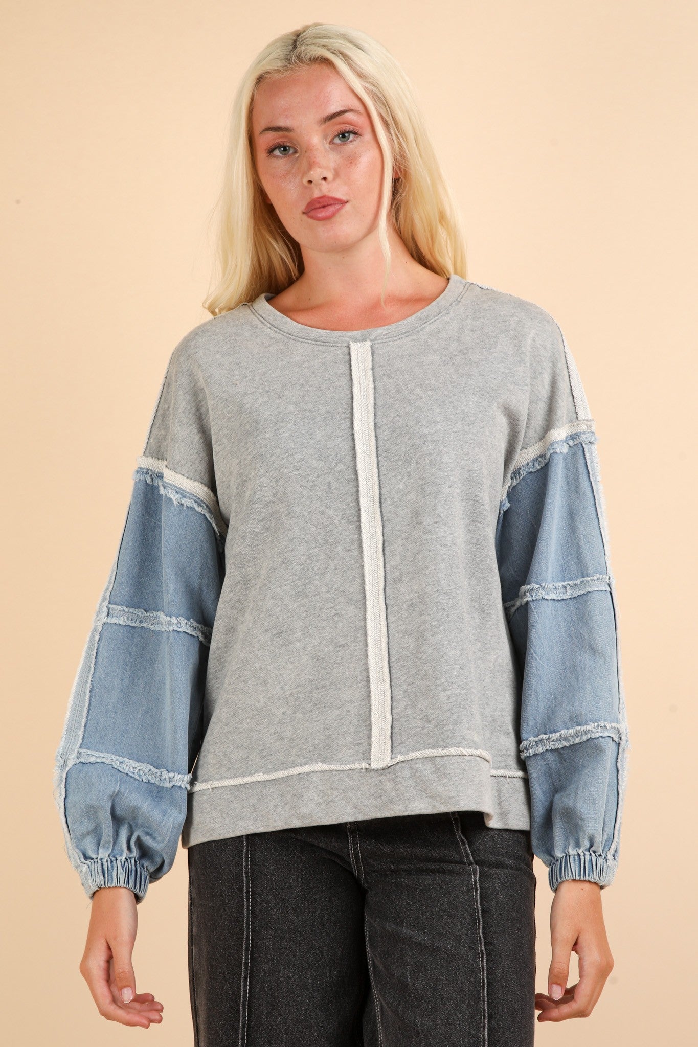 Greta Grey Denim Top