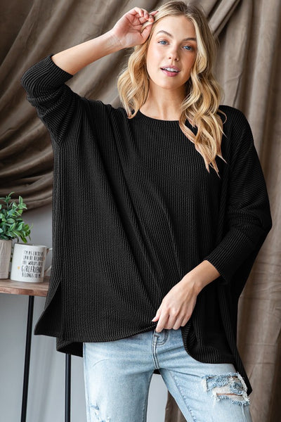 Cora Ribbed Top Black